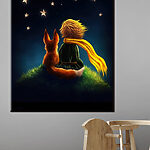 Wandbilder Ein Fuchs und ein kleiner Prinz betrachten die Sterne