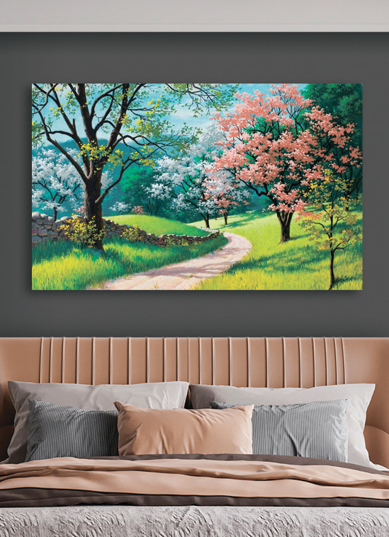 Blossoming trees along a winding path Blossoming trees along a winding path