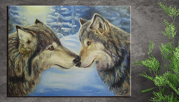 Ein Bild von zwei sich küssenden Wölfen Ein Bild von zwei sich küssenden Wölfen