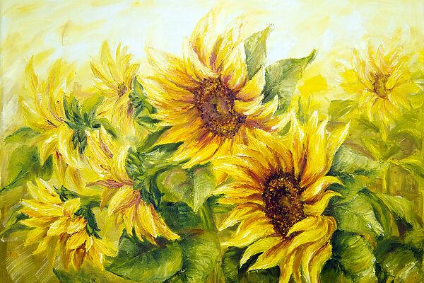 Ein Gemälde mit Sonnenblumen Ein Gemälde mit Sonnenblumen