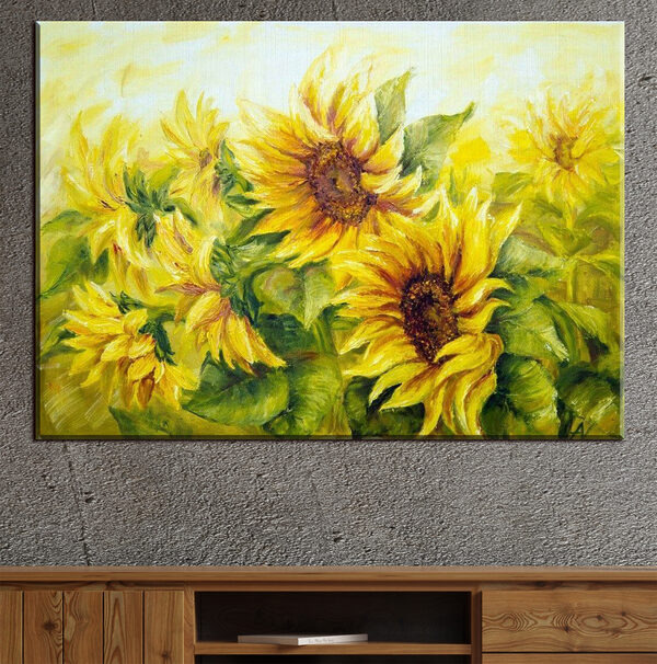 Ein Gemälde mit Sonnenblumen Ein Gemälde mit Sonnenblumen