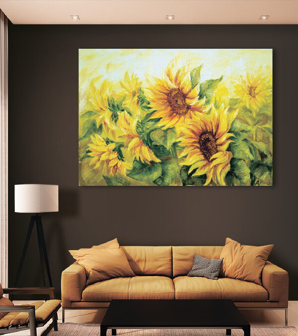 Ein Gemälde mit Sonnenblumen Ein Gemälde mit Sonnenblumen