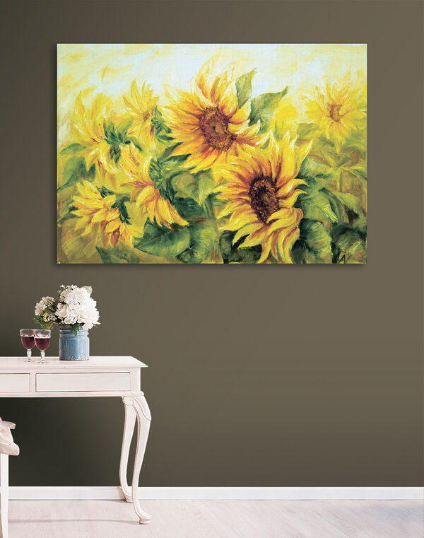 Ein Gemälde mit Sonnenblumen Ein Gemälde mit Sonnenblumen