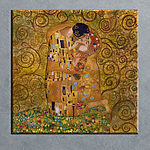 Wandbilder Ein Gemälde von einem Mann und einer Frau, die sich küssen