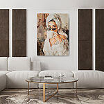 Wandbilder Ein Gemälde einer Frau mit einer Tasse in der Hand