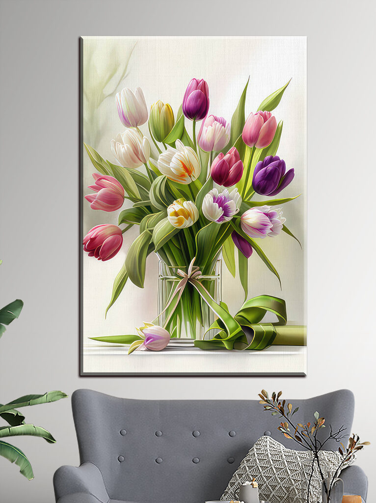 s31219pig4m 766x1024 - Ein Tulpenstrauß in einer Glasvase