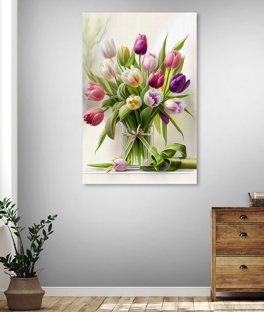 s31219pig41m 867x1024 - Ein Tulpenstrauß in einer Glasvase