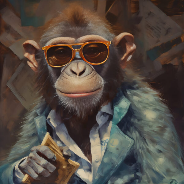Ein Affe mit Sonnenbrille und Anzug Ein Affe mit Sonnenbrille und Anzug