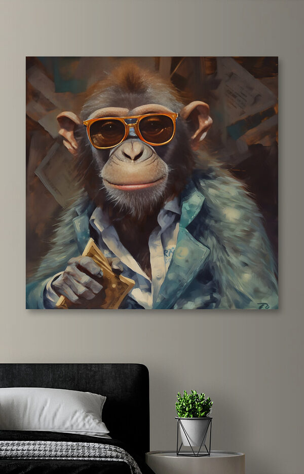 Ein Affe mit Sonnenbrille und Anzug Ein Affe mit Sonnenbrille und Anzug