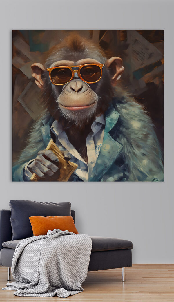 Ein Affe mit Sonnenbrille und Anzug Ein Affe mit Sonnenbrille und Anzug
