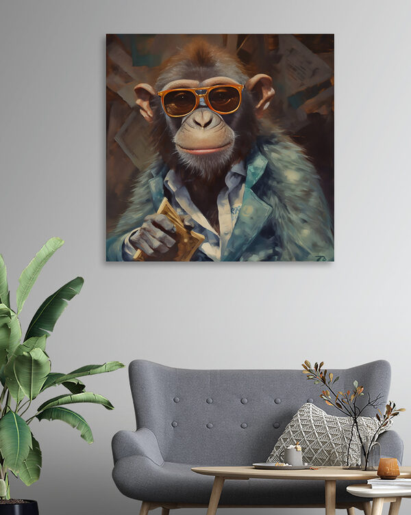 Ein Affe mit Sonnenbrille und Anzug Ein Affe mit Sonnenbrille und Anzug