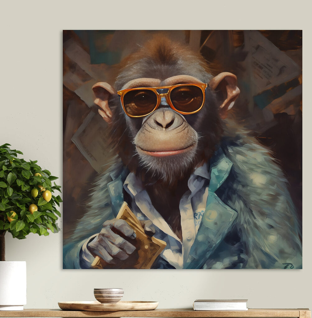A monkey wearing sunglasses and a suit A monkey wearing sunglasses and a suit