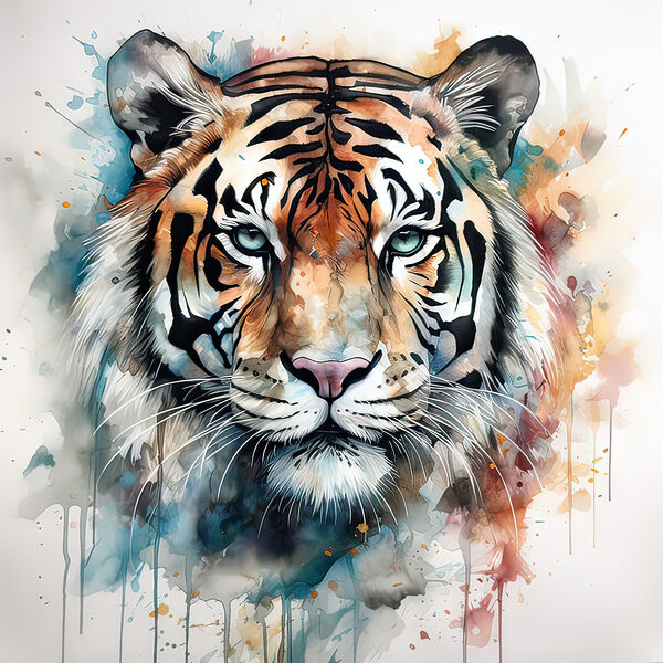 Ein Gemälde eines Tigers Ein Gemälde eines Tigers