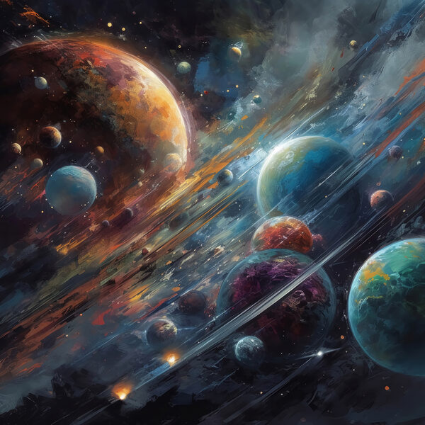 Planeten im Weltraum mit Planeten und Sternen Planeten im Weltraum mit Planeten und Sternen