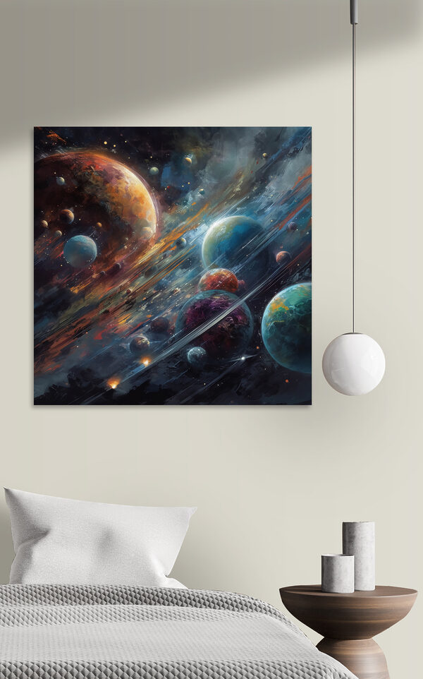 Planeten im Weltraum mit Planeten und Sternen Planeten im Weltraum mit Planeten und Sternen