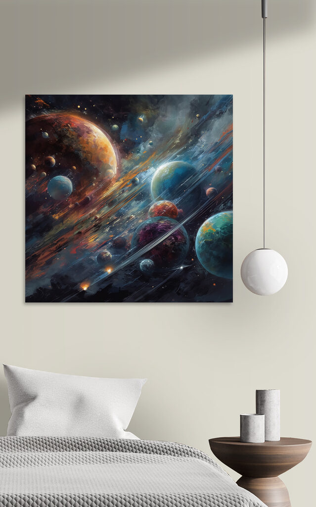Planets in space with planets and stars