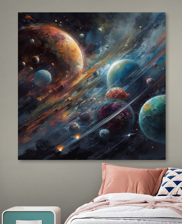 Planeten im Weltraum mit Planeten und Sternen Planeten im Weltraum mit Planeten und Sternen
