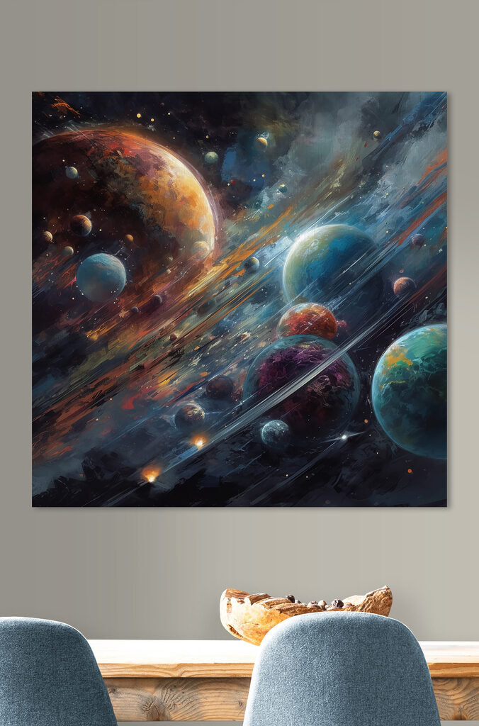 Planets in space with planets and stars