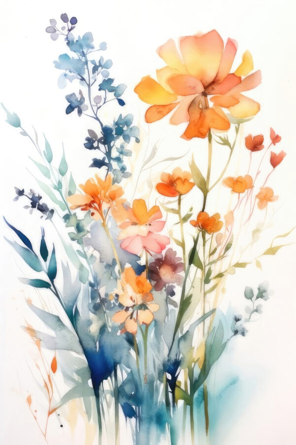 Ein Gemälde mit Blumen und Blättern Ein Gemälde mit Blumen und Blättern
