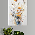 Wandbilder Ein Gemälde mit Blumen und Blättern