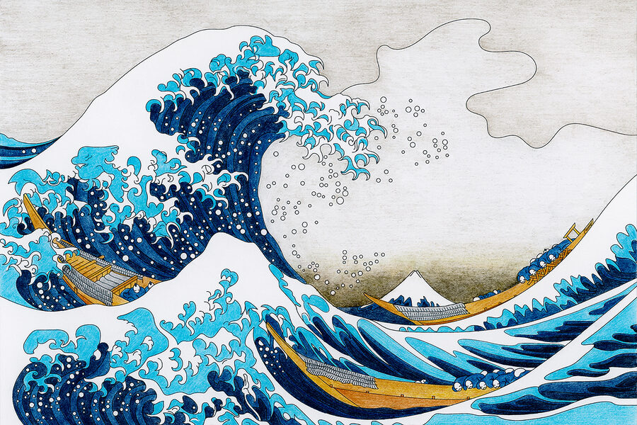 Eine große Welle aus Wasser