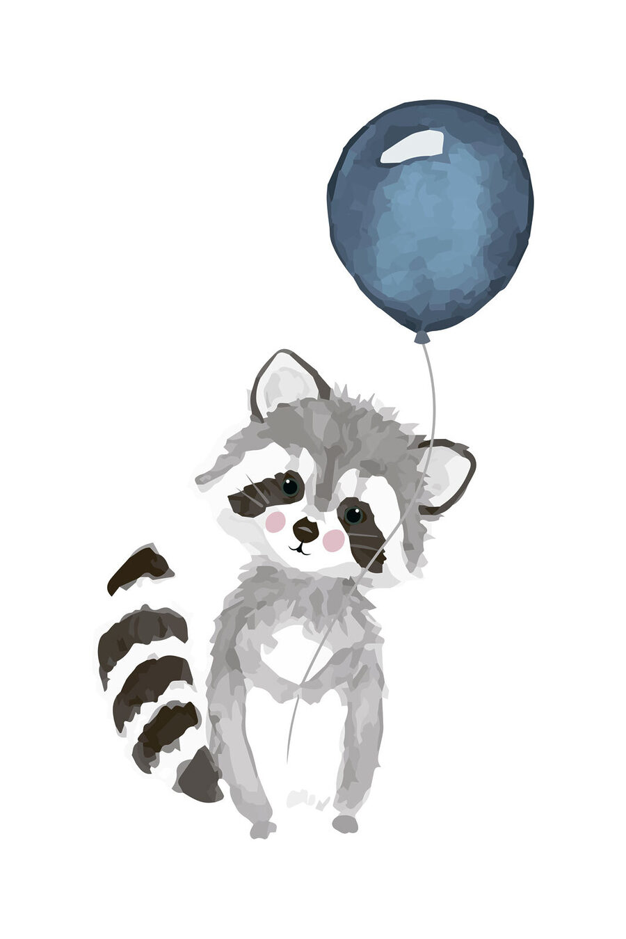Ein Waschbär hält einen Luftballon