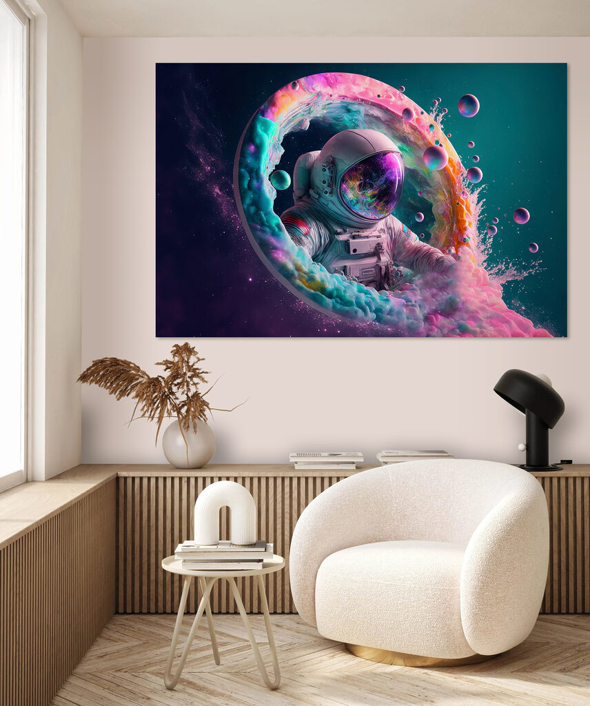 An astronaut in a colorful circle An astronaut in a colorful circle