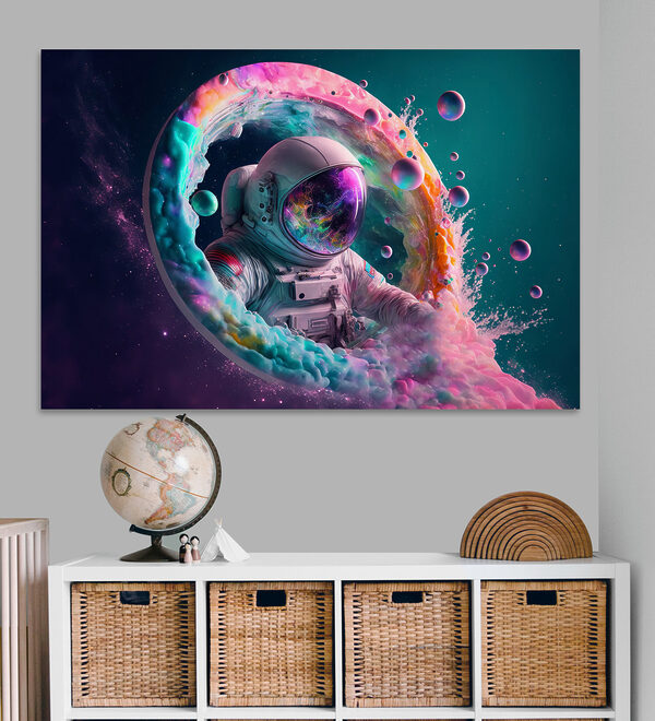 Ein Astronaut in einem bunten Kreis Ein Astronaut in einem bunten Kreis