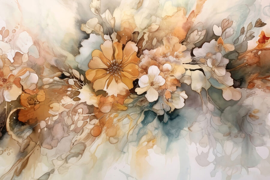 Ein Gemälde mit Blumen