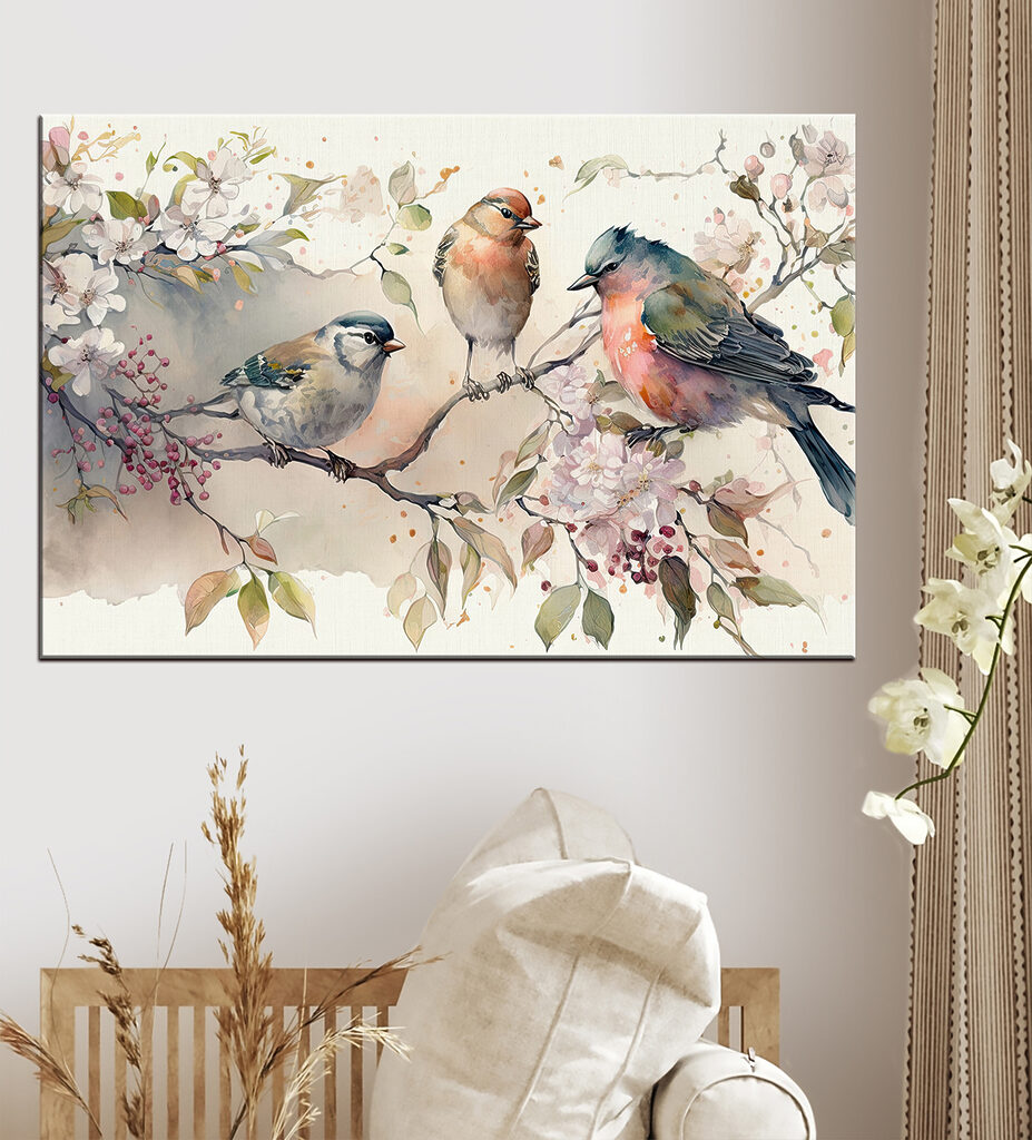A group of birds on a branch A group of birds on a branch