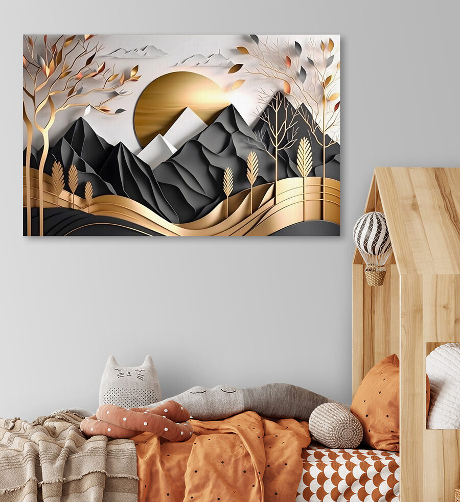 Wandbilder Ein Papierausschnitt einer Berglandschaft – Bild 2