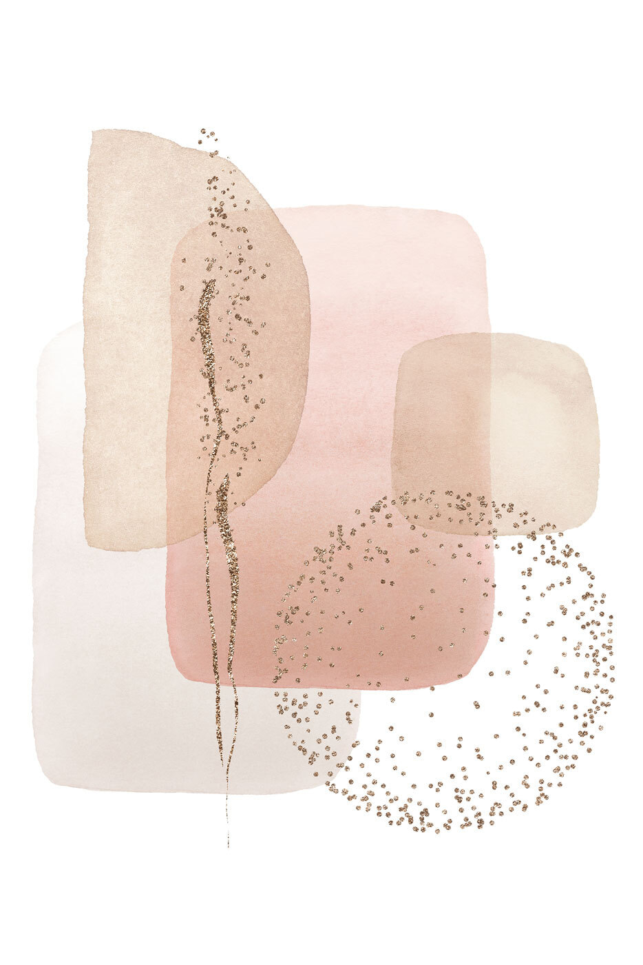 A watercolor painting of squares and dots