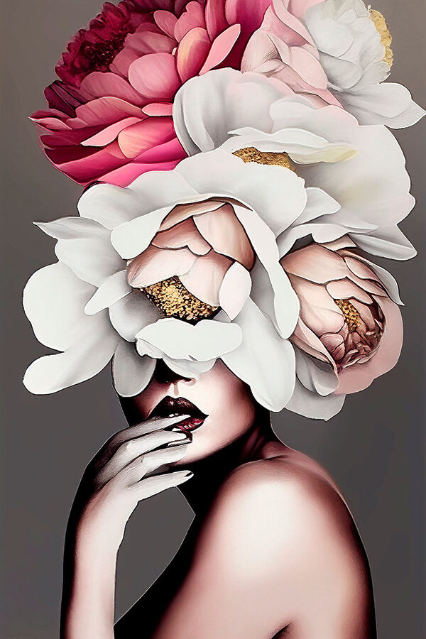 Eine Frau mit Blumen auf dem Kopf Eine Frau mit Blumen auf dem Kopf
