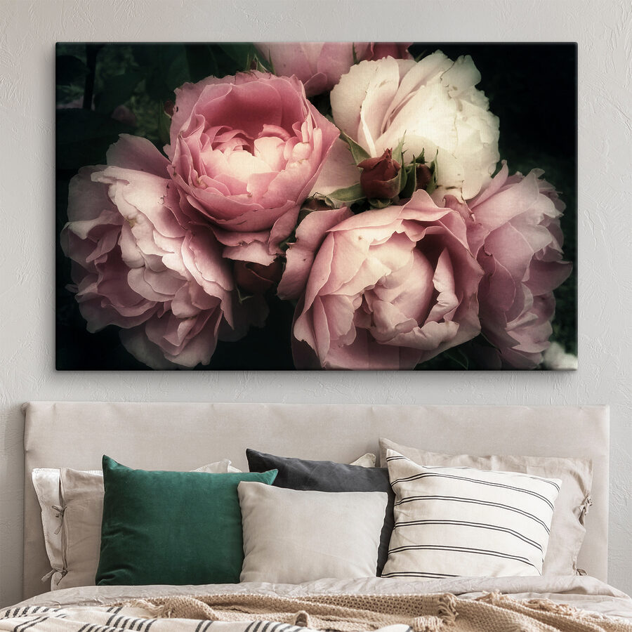 Wandbilder Eine Gruppe von rosa und weißen Rosen