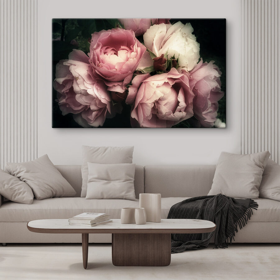 Wandbilder Eine Gruppe von rosa und weißen Rosen – Bild 2