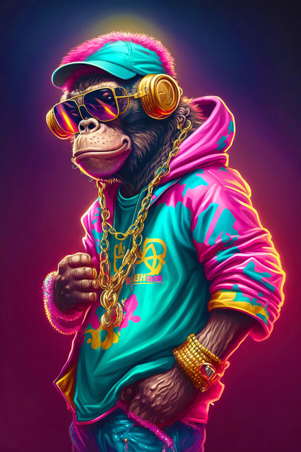 Ein Affe mit Hut und Sonnenbrille Ein Affe mit Hut und Sonnenbrille
