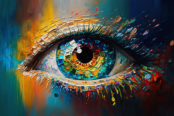 Ein buntes Auge mit vielen Farben Ein buntes Auge mit vielen Farben