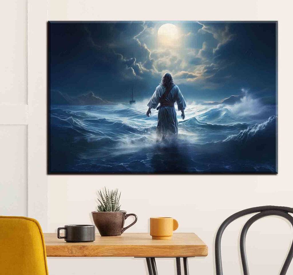 A man in a robe standing in the water