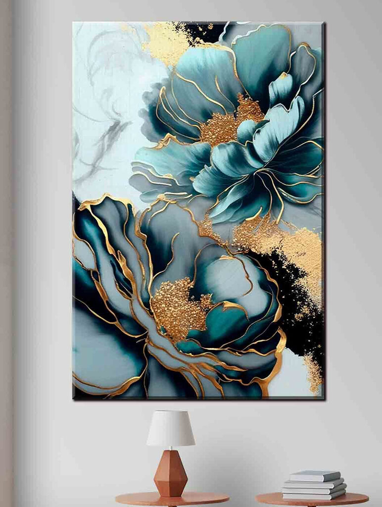 A close up of a painting