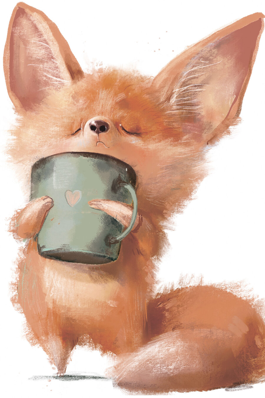 Ein Fuchs hält einen Becher Ein Fuchs hält einen Becher