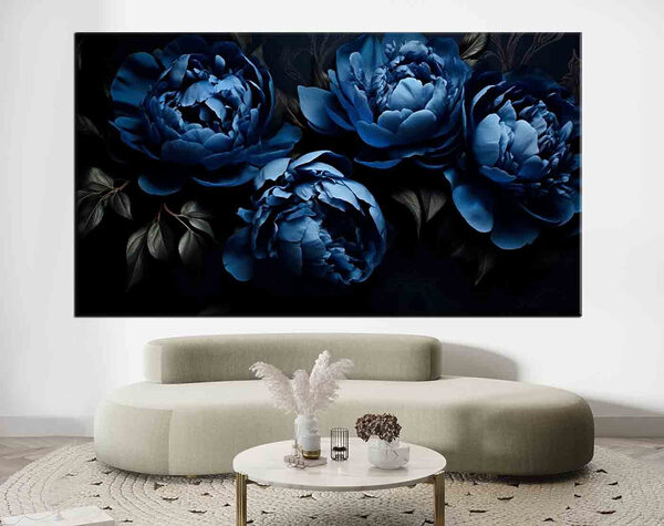 Eine Gruppe von blauen Blumen Eine Gruppe von blauen Blumen