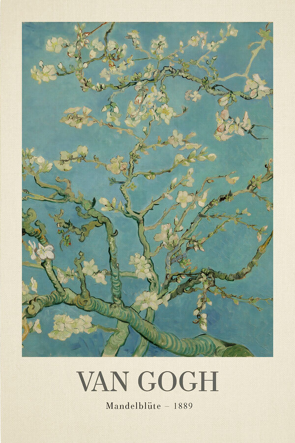 Ein Gemälde eines Baumes mit weißen Blüten Ein Gemälde eines Baumes mit weißen Blüten