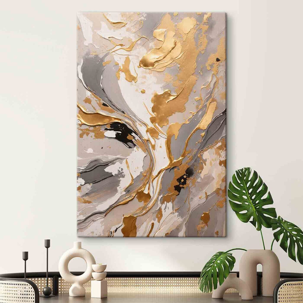 A close up of a painting