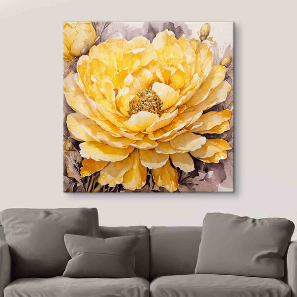 A painting of a yellow flower
