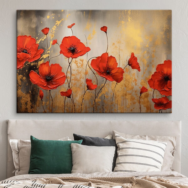 Ein Gemälde mit roten Blumen Ein Gemälde mit roten Blumen