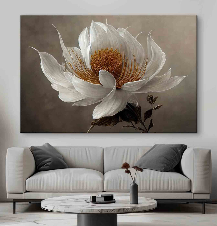 Eine weiße Blume mit gelber Mitte