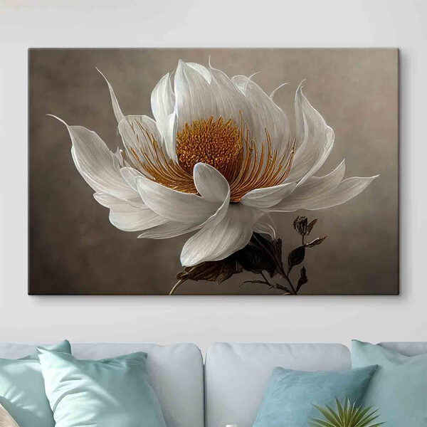 Eine weiße Blume mit gelber Mitte Eine weiße Blume mit gelber Mitte