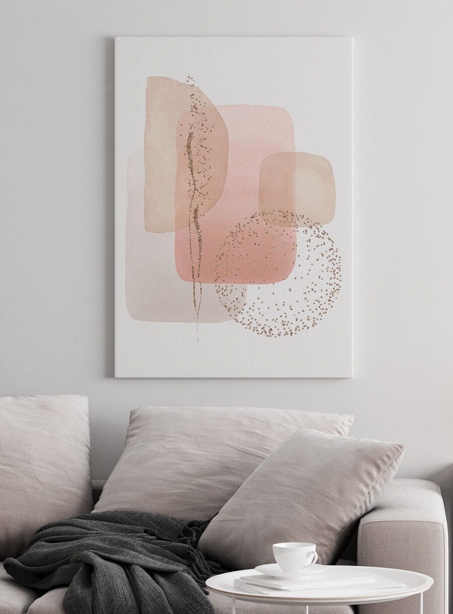 Eine Aquarellmalerei aus Quadraten und Punkten