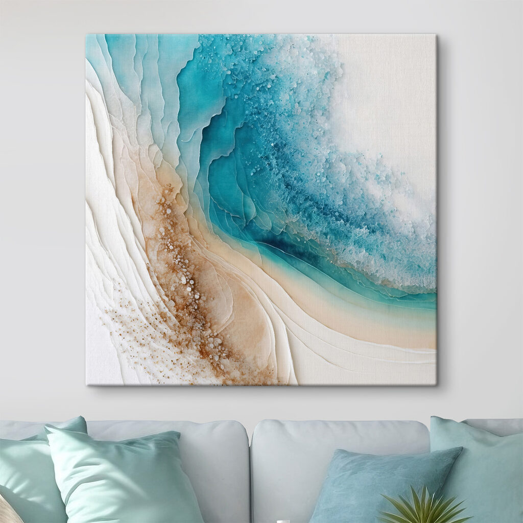 A blue and white watercolor painting