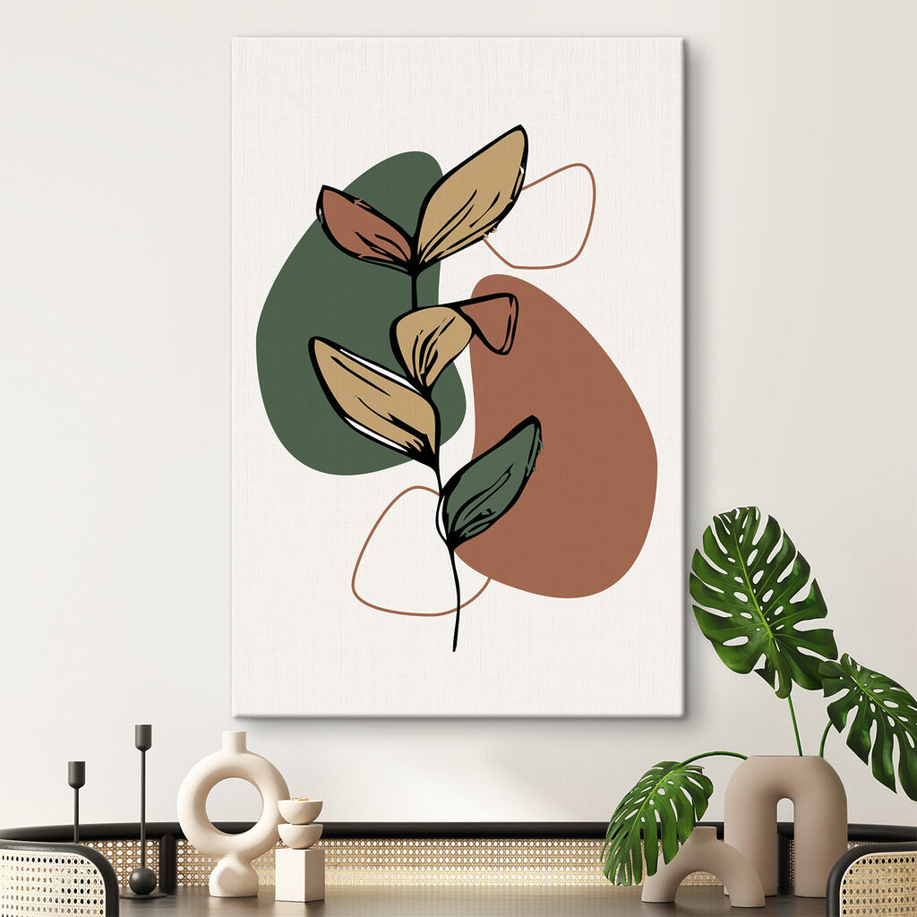A plant with leaves and a few circles